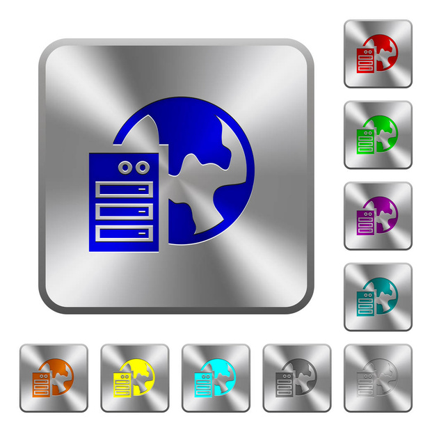 Web hosting redondeado botones cuadrados de acero
 - Vector, imagen