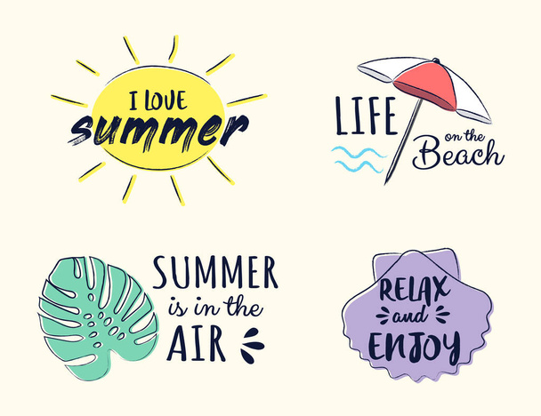 Summer holiday - set of colourful typography. Vector. - Vector, Imagen