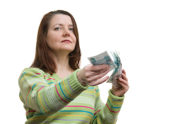 kadın para ile - Fotoğraf, Görsel