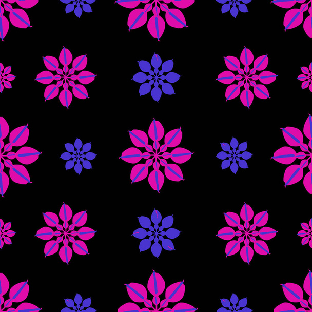 Stylized Dark Floral Seamless Pattern - Φωτογραφία, εικόνα