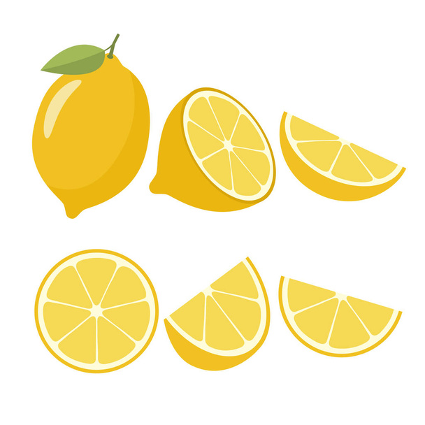 Limon ve dilimleri. Vektör çizim - Vektör, Görsel