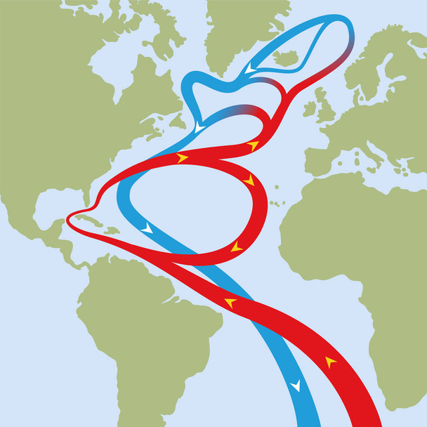 Corrente do Golfo Oceano Atlântico
 - Vetor, Imagem