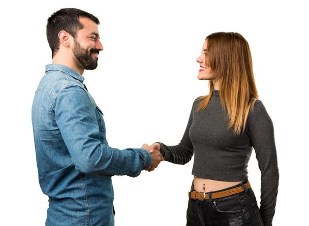 Man and woman making a deal - Фото, изображение
