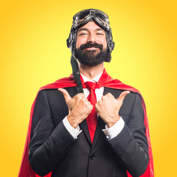 Super hero businessman with thumb up - Photo, Image