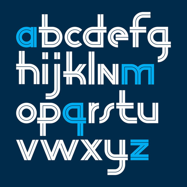 Vector rounded lower case alphabet letters collection with white lines - Vektor, kép