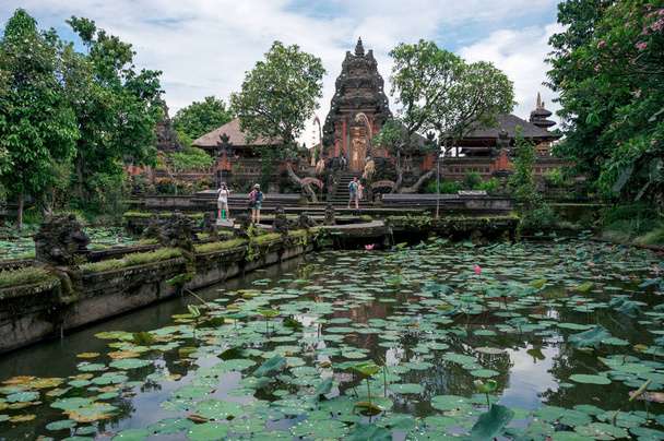 Lotus pond in Saraswati temple in Ubud - 写真・画像