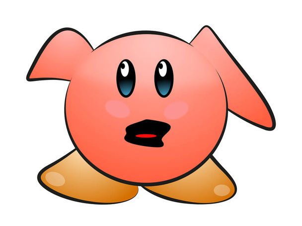 A rounded pink cartoon character with worried expression - Vector - ベクター画像