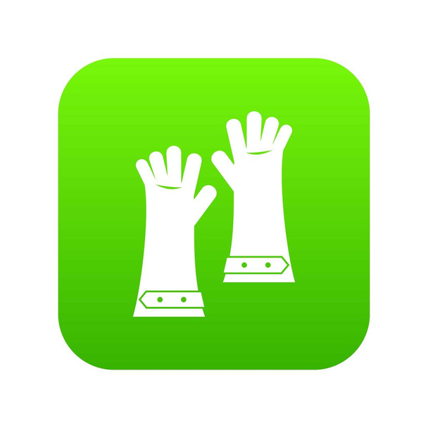 Heat resistant gloves for welding icon digital green - Vetor, Imagem