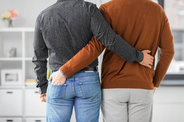 close up of hugging male gay couple - Fotoğraf, Görsel