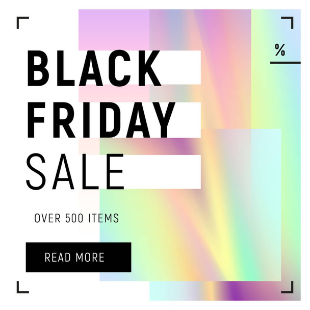 Black friday sale poster in gradient yellow, green and purple colours - Вектор, зображення