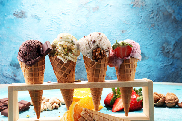 Set of ice cream scoops of different colors and flavours - Photo, Image