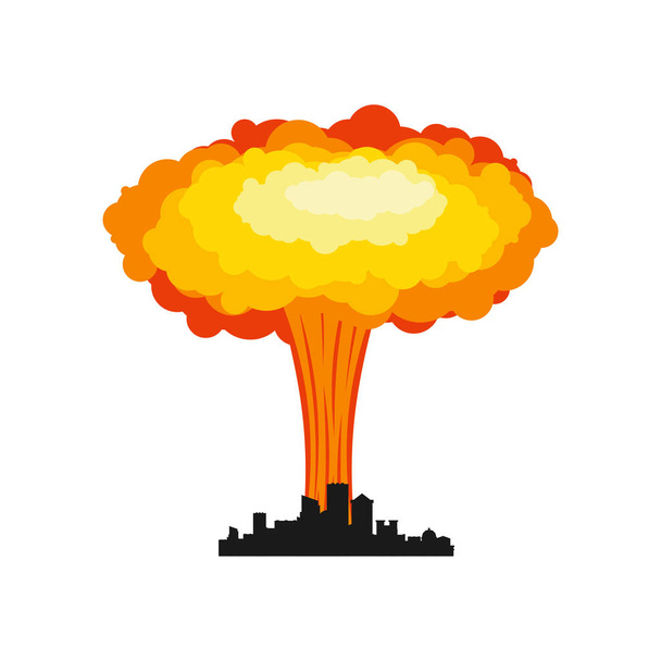 Ядерный взрыв в городе. Война в городе. большая красная взрывная химия
 - Вектор,изображение
