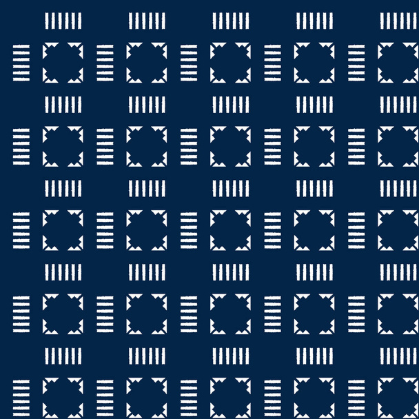 Abstract indigo shibori seamless vector pattern with mosaic - Vector, Image