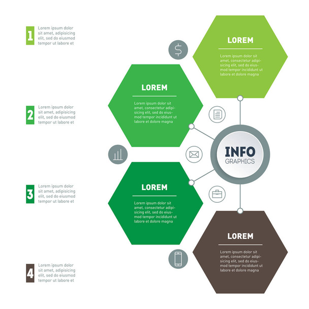 Infographic simple icons in green and brown colors isolated on white background - Wektor, obraz