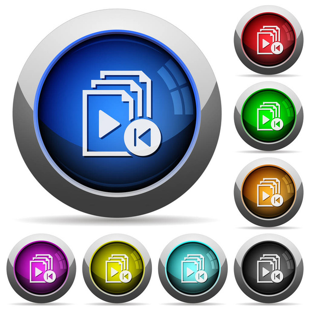 Jump to previous playlist item round glossy buttons - Vector, Image