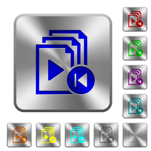 Jump to previous playlist item rounded square steel buttons - Vector, Image