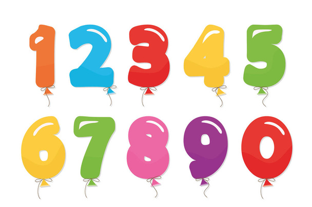 Conjunto de números de coloder de globos. Para cumpleaños y fiesta de diseño festivo
. - Vector, Imagen