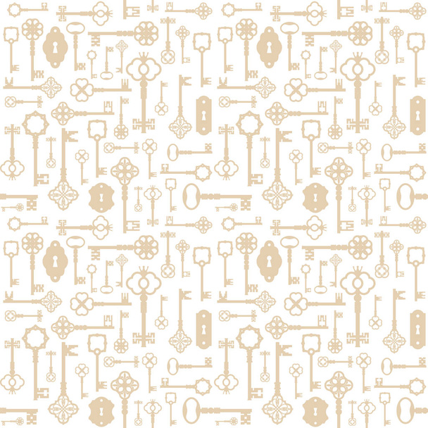Vintage keys seamless pattern background. For print and web. - Wektor, obraz