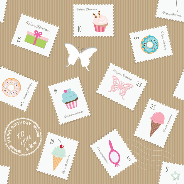 Seamless pattern background with postage stamps. - Vektor, obrázek