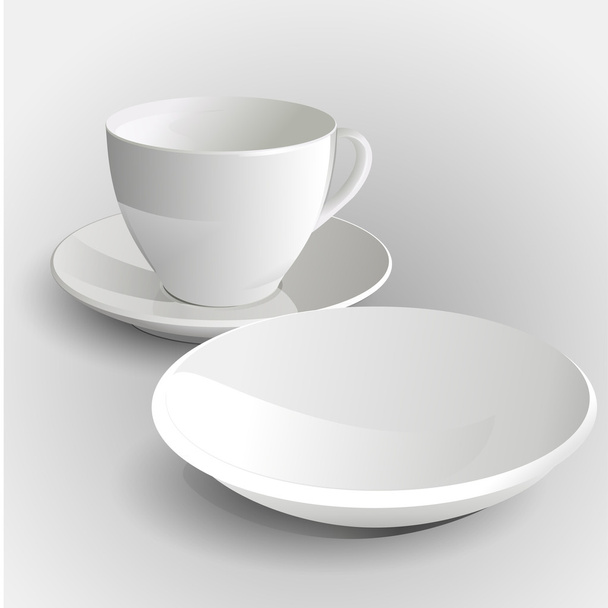 Taza de café y platillo - Ilustración vectorial
 - Vector, Imagen