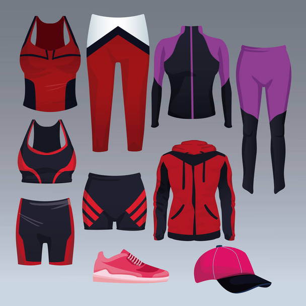 Set sport wear collectie - Vector, afbeelding