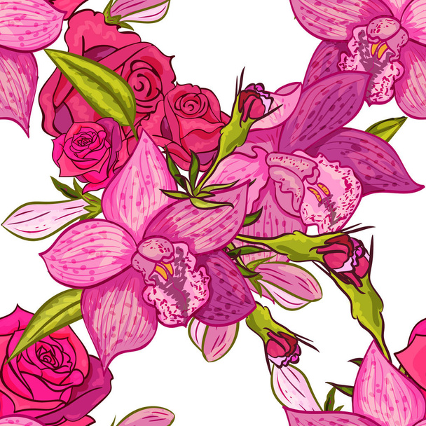 シームレスな花パターン ベクトル - ベクター画像