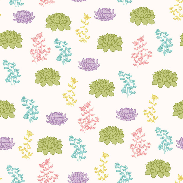 Succulents vector seamless pattern - Διάνυσμα, εικόνα