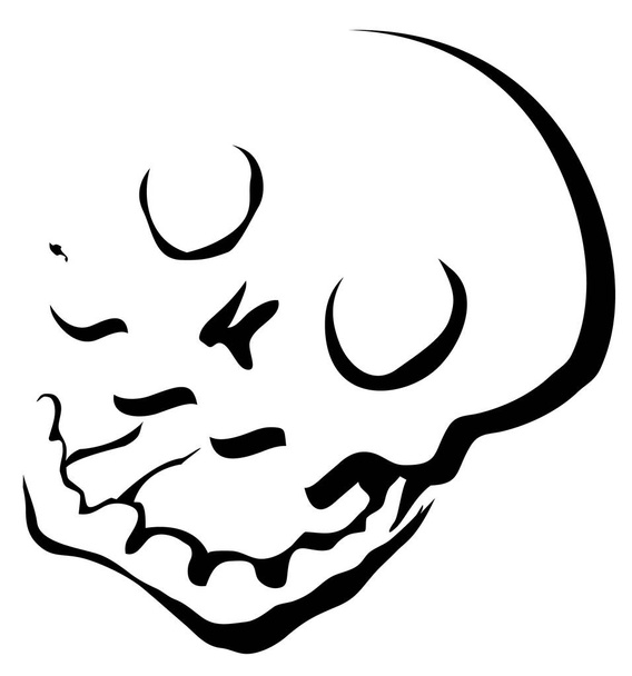 Happy skull light stylized stencil black, vector illustration, vertical, isolated - Vektori, kuva