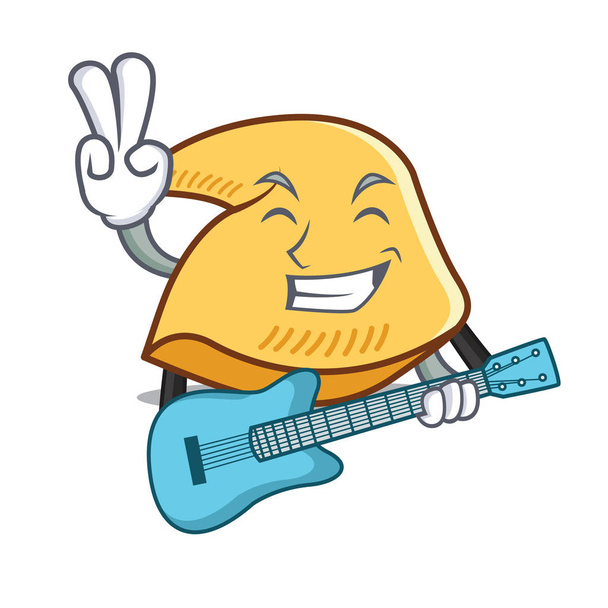 With guitar fortune cookie mascot cartoon - Vektori, kuva