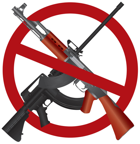 Assault Rifle AR 15 AK 47 Gun Ban vector Illustration - Vector, Image