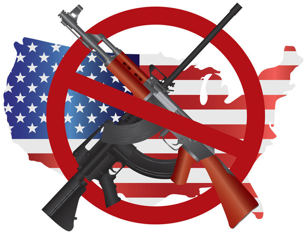 Символ заборони штурмових гвинтівок з картами США Векторні ілюстрації
 - Вектор, зображення