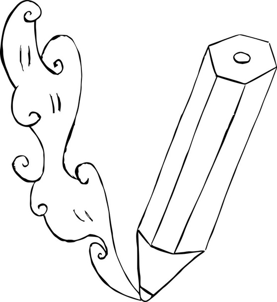 El boceto de un lápiz con humos que vienen de su punto. Dibujo a colorear - Vector
 - Vector, imagen