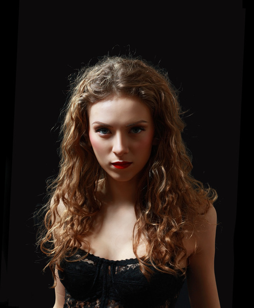 beautiful young woman in black lingerie - Valokuva, kuva