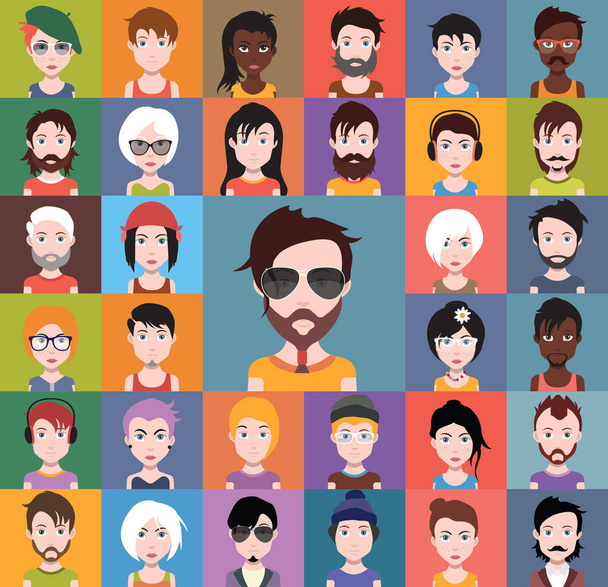 Sada různorodých avatary - Vektor, obrázek
