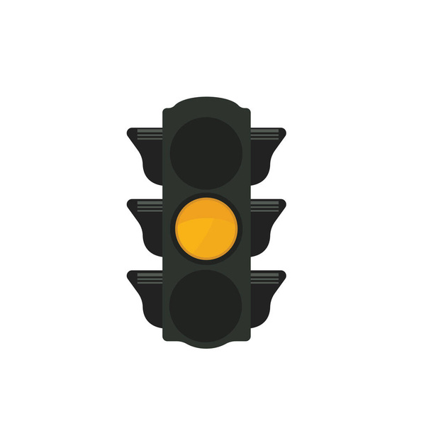 плоский значок светофора с желтым сигналом, векторная иллюстрация
 - Вектор,изображение