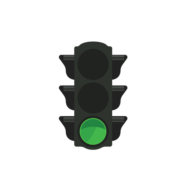 緑の信号ベクトル図とトラフィック ライト フラット アイコン - ベクター画像