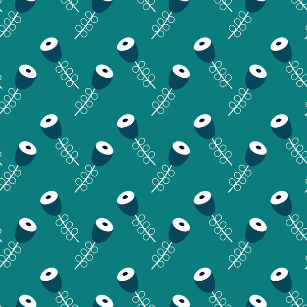 floral pattern on turquoise - Vector, afbeelding