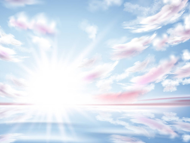 空に輝く明るい太陽 - ベクター画像