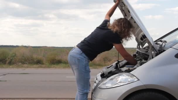 道路上の車のクラッシュの女の子 - 映像、動画