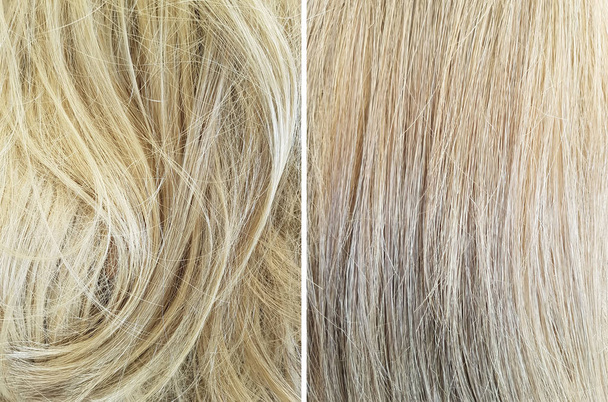 Cabello antes y después del alisado
 - Foto, imagen