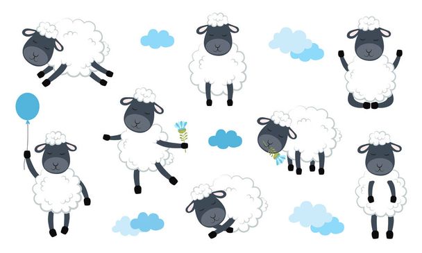 Set of Vector cartoon sketch sheeps illustration with motivation - Vektor, kép