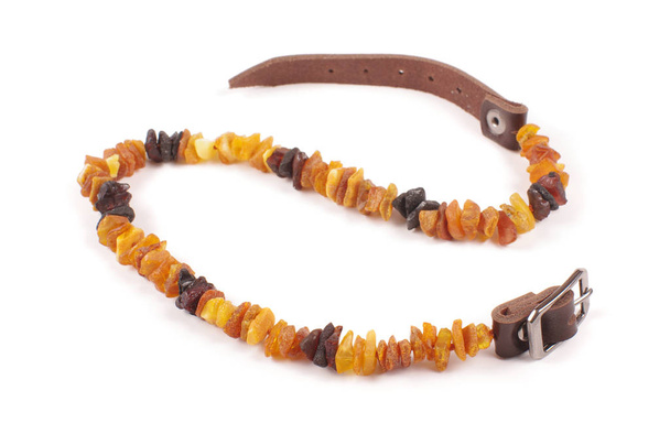 Dog collar of amber isolated on the white - Photo, Image