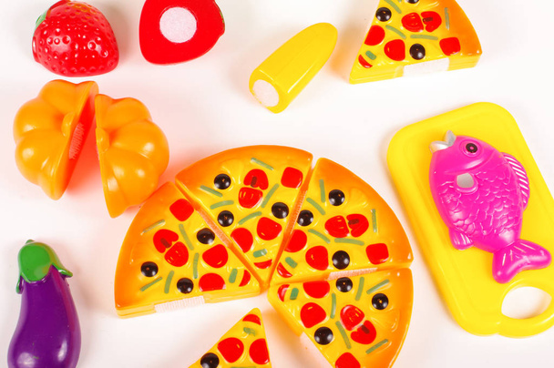 Various fake food as a toys isolated on the white background - 写真・画像