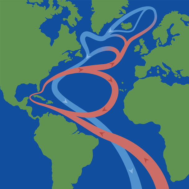 Gulf Stream Kuzey Atlantik geçerli - Vektör, Görsel