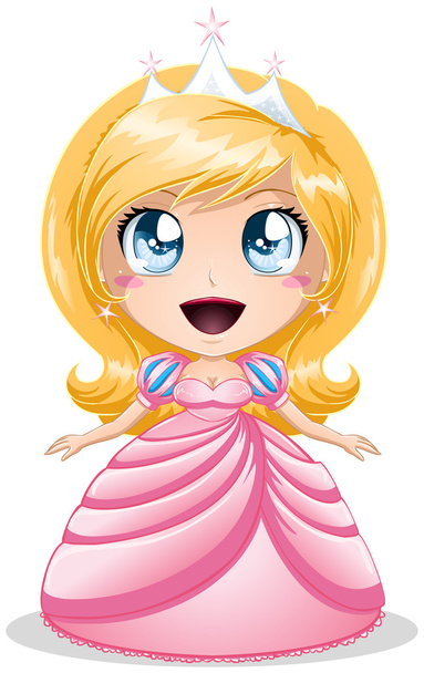 Blond Princess In Pink Dress - Vector, Image