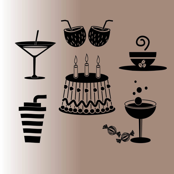 Ensemble d'icônes web de desserts, illustration vectorielle
 - Vecteur, image