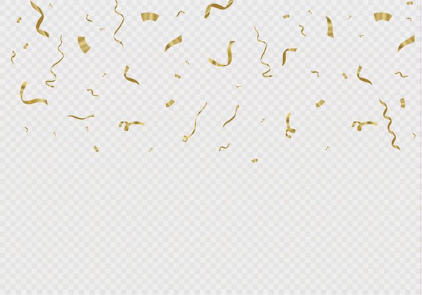 Confiti dorado, aislado sobre fondo celular. Ilustración vectorial festiva Pequeño confeti con cinta sobre fondo blanco. Evento festivo y fiesta. Vector amarillo
. - Vector, Imagen