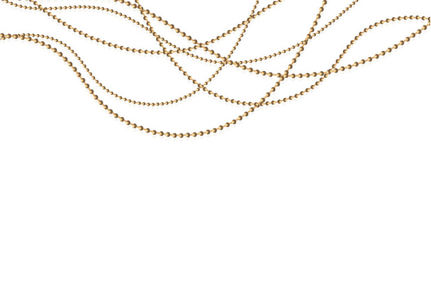 eine schöne Kette aus goldenen Farb.String Perlen sind realistisch isoliert. dekoratives Element der Goldperle design.Vektor-Illustration. - Vektor, Bild