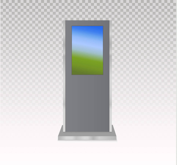 Set informatiezuilen met lege schermen geïsoleerd op een witte achtergrond. Betaling terminal mockup. Vectorillustratie - Vector, afbeelding