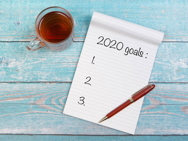 Notebook with new years goals for 2020 - Photo, Image